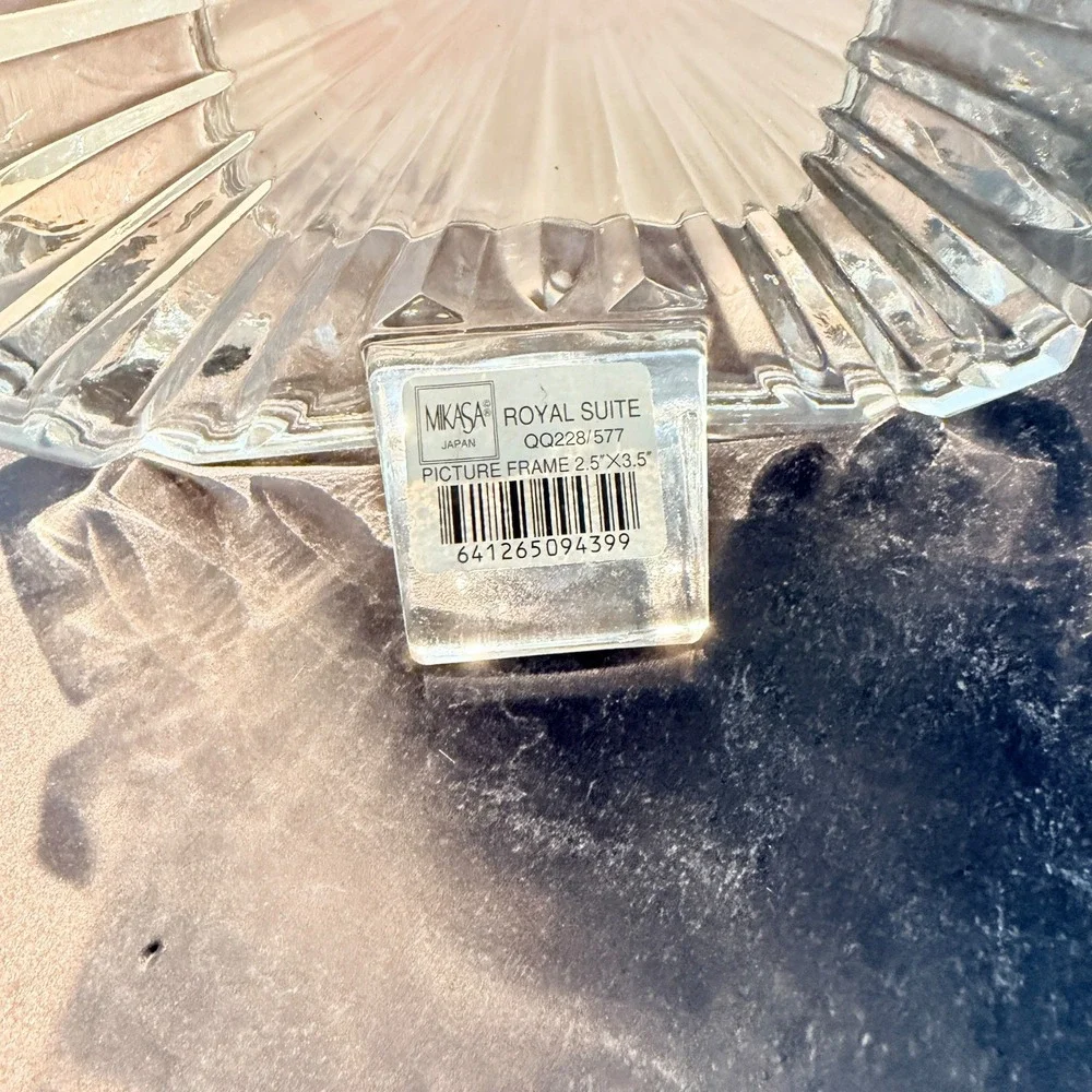 Mikasa Photo Frame Royal Suite Lead Crystal Clear 2.5x3.5 Starburst 90s Vintage
